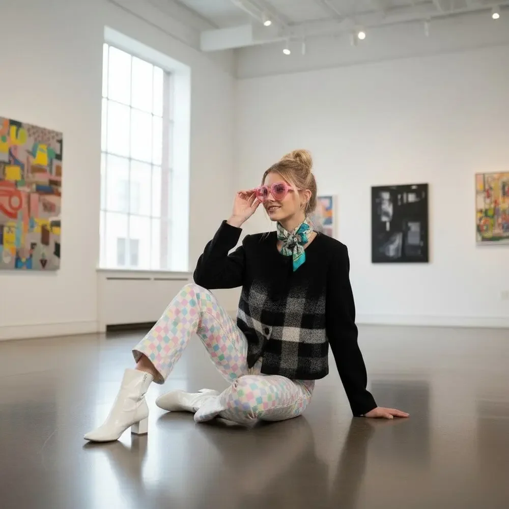 Vintage 90s Pendleton Ombre Plaid Wool Coat Dark Academia NWT L - Picture 4 of 14